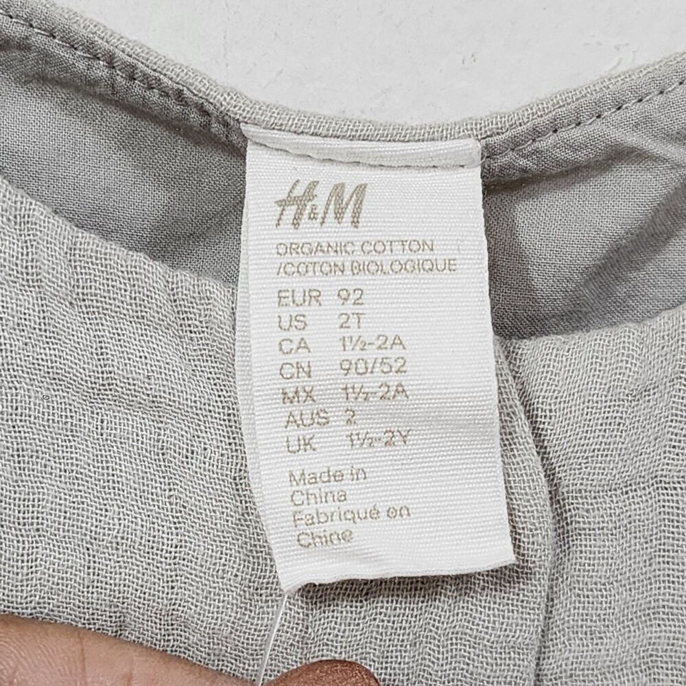 H&M Cotton Romper Suit Muslin Light Dusky Green One-Piece NWT Baby Size 2T - Picture 7 of 15
